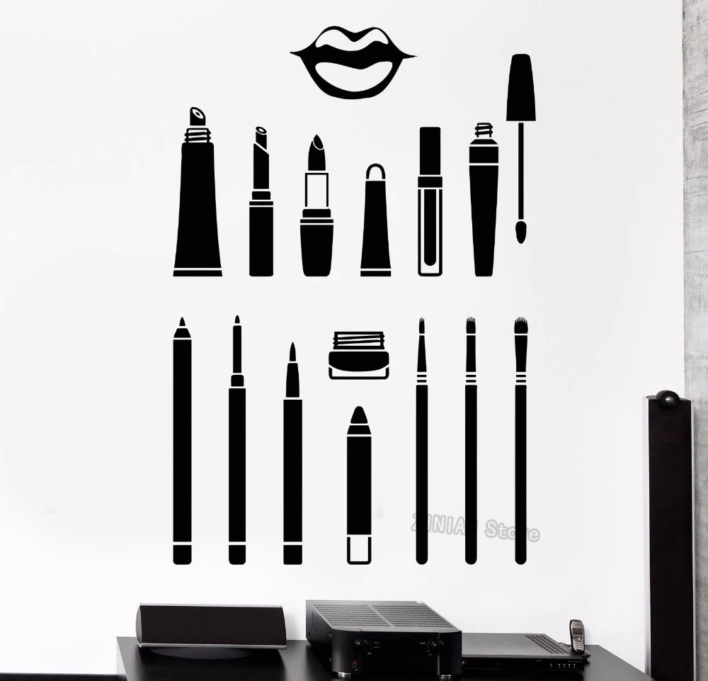 Cosmetics Makeup Artist Vinyl Wall Stickers Beauty Wall Decal Visagiste
