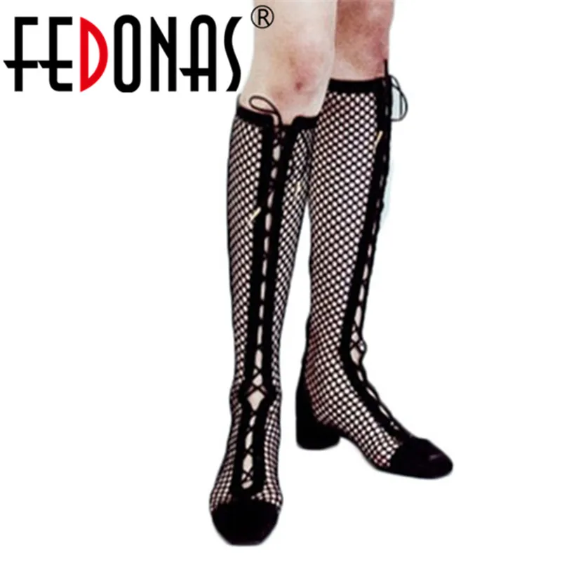 

FEDONAS Fashion Sexy Summer Cut-outs Knee High Boots High Heels Spring Summer Party Club Shoes Woman Ladies Long Summer Boots