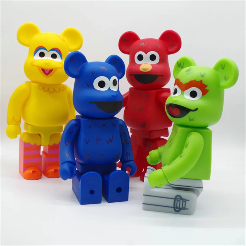 

28CM Be@rbrick400% Sesame Street ELMO COOKIE MONSTER OSCAR THE GROUCH Bearbrick Gloomy Bear Vinyl Action Figure Toy A16