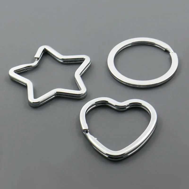 

heart star flower round shape Key Ring Keyfob mobile set clasp hook double Split jump ring Bag beauty Charms jewelry findings