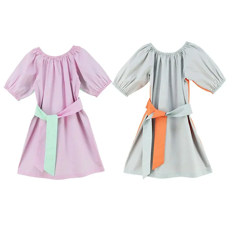 Платья для маленьких девочек детское платье принцессы с коротким рукавом Пэчворк Новое Брендовое хлопковое летнее платье для девочек-подростков детская одежда