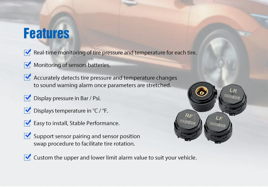 XTRONS TPMS06 Автомобильный USB TPMS система мониторинга давления в шинах для XTRONS Android единиц серии "IN"