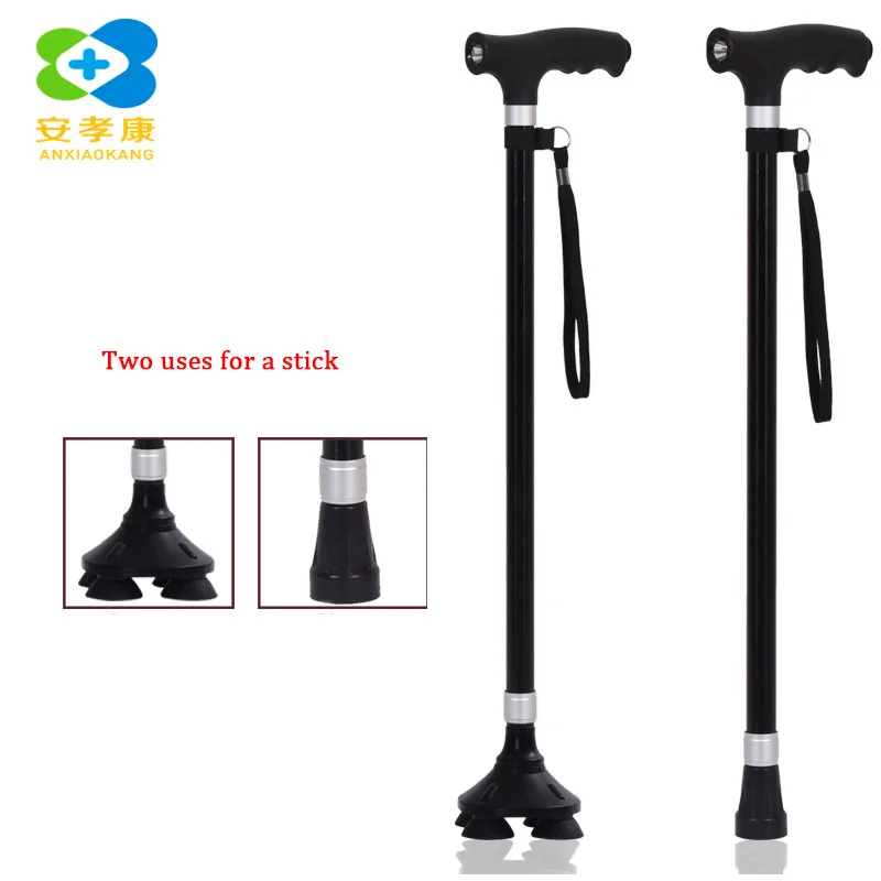 Nueva seguridad viejo bastón telescópico de Trekking muleta Mango en T nórdicos Polo plegable agarre senderismo ancianos caminar Baston