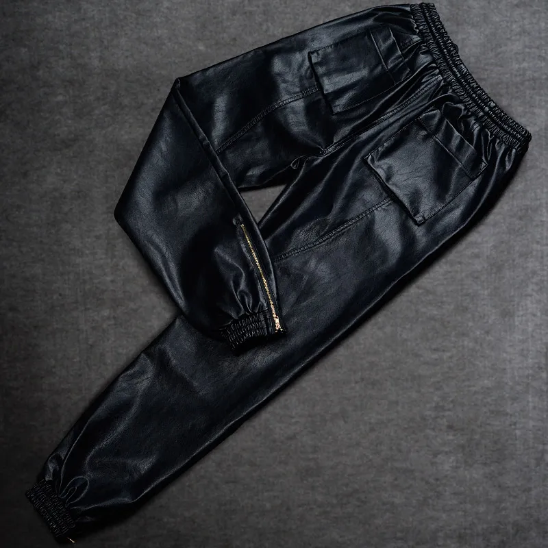 S~ 5XL Новые мужские повседневные кожаные штаны, мужские шаровары, удобные мотоциклетные штаны маленького размера плюс, штаны из искусственной кожи