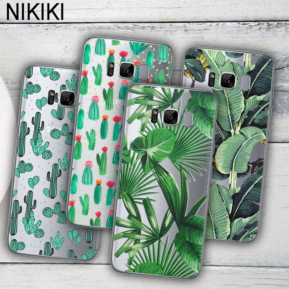 

ciciber Tropical Plant Leaves Cactus Soft Silicon Phone Cover Case For Samsung Galaxy S8 S9 Plus S7 S6 Edge A3 A5 A7 J5 J7 2017