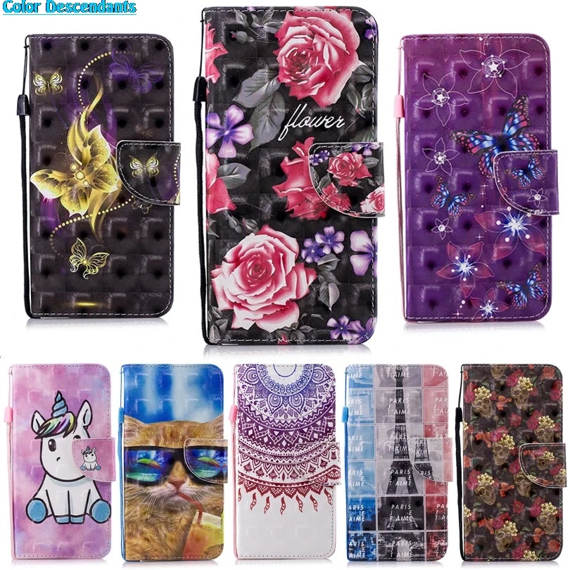 

Flip Case for Xiaomi Redmi 6A Color 3D Painted Stand Back Cover for Redmi 6 Card Pocket Phone Protective Cases Hold Phone Cover