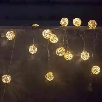 

LED Battery String Lights 10M 80pcs Handmade Rattan Balls led String Lights Fairy Party Wedding light,Patio,Home room Decor