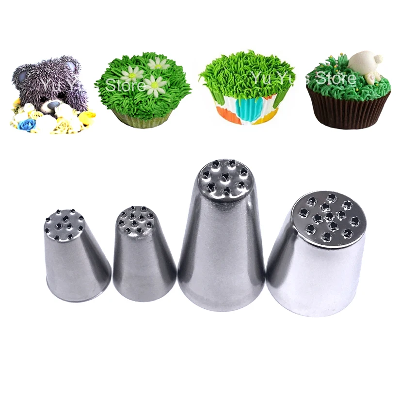 

4 Pcs/set Stainless Steel Grass Tips Icing Piping Nozzles Fondant Cake Decorating Pastry Sets Tools