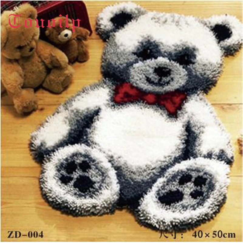 

Latch Hook Rug Kits Crocheting Wall Tapestry Yarn Sofa Cushion Set for Embroidery Carpet Rug White Bear Home Decor Floor Mat