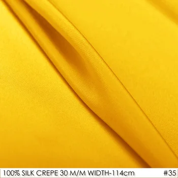

[Clearance Sale] 100% CREPE DE CHINE SILK Fabric 114cm width/30momme/ Natural soft Silk Dress Silk for Women Fabric Yellow NO35