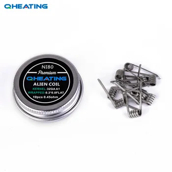 

Qheating NI80 Alien coil clapton coil prebuilt Coil electronic cigarette rda atomizer wick coil resistance 10pcs/box