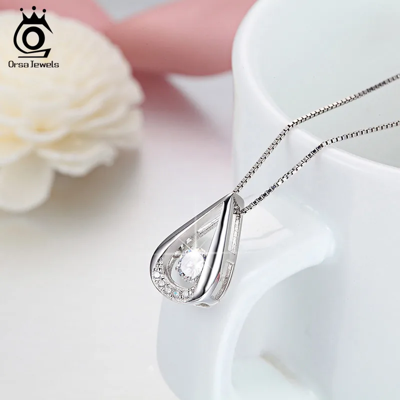 ORSA JEWELS 100% 925 Sterling Silver Pendants Necklaces for Charm Lady's Wedding&Engagement Fashion Women's Jewelry SN40 - Image 2