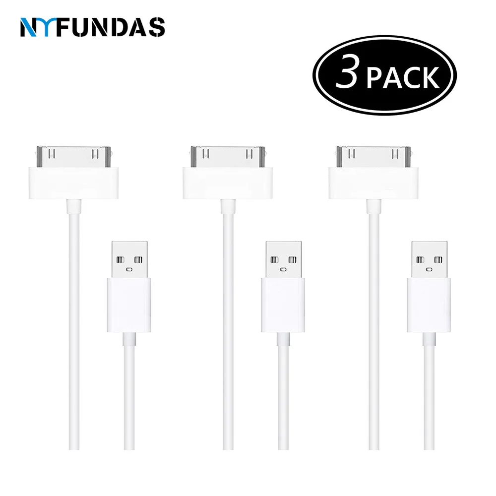 

NYFundas 3PCS usb data charger cable for iphone 4 4s ipod nano ipad 2 3 iphone4s 30pin 1m cord usb charging cable kabel cargador