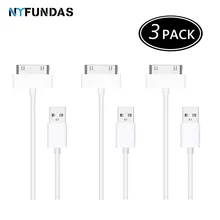 Nyfundas cabo carregador de dados usb, 3 peças, para iphone 4 4S, ipod nano ipad 2 3, iphone 4s 30pin 1m cabo usb de carregamento fio cargador