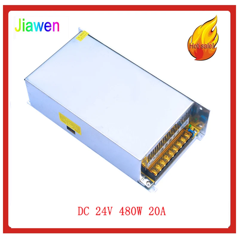 

JIAWEN 480W AC 110V / 220V to DC 24V 20A Lighting Transformer Switching Power Supply - Silver