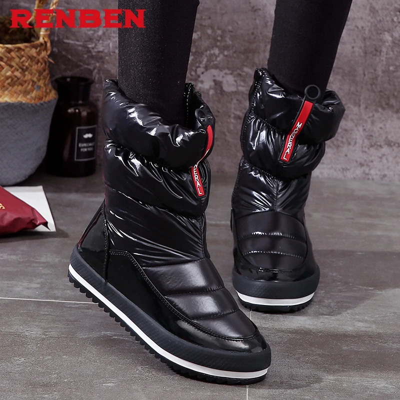

2018 NEW! Warm Solid Anti-Slip Snow Boots Women Waterproof Female Winter Boots Thermal Shoes Botas Mujer Plataforma Black&White