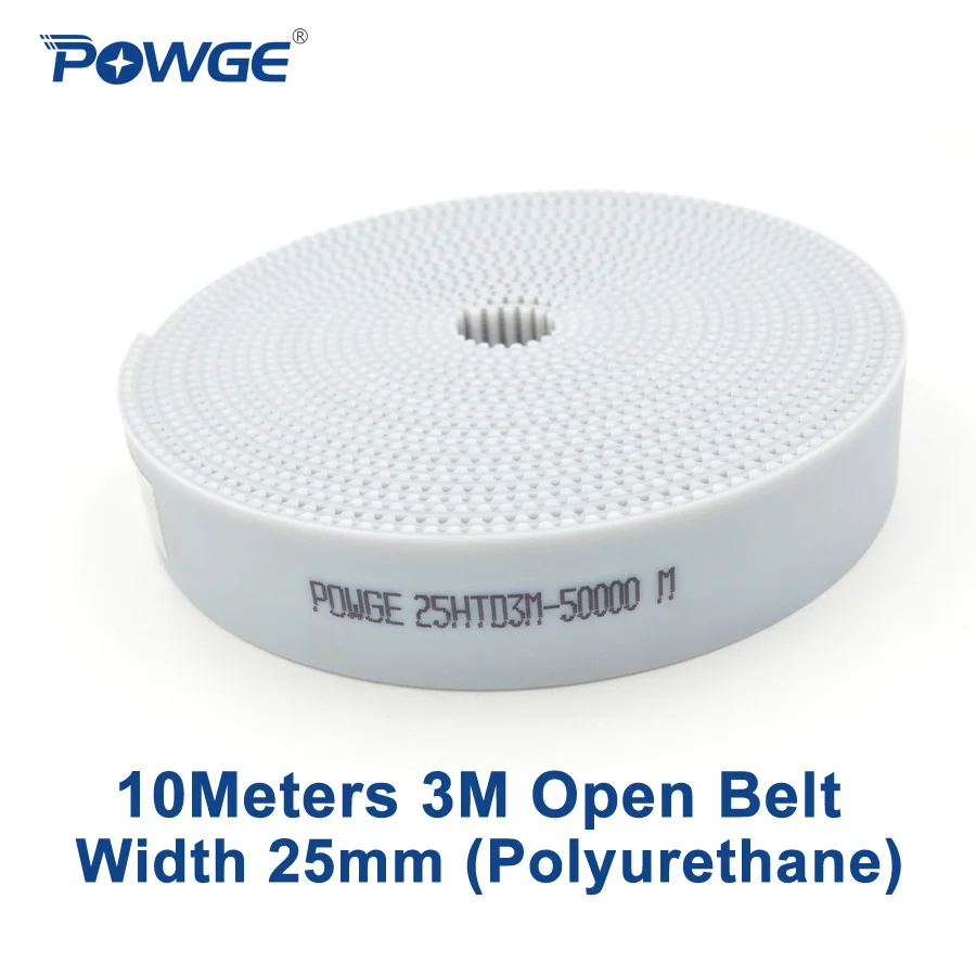 POWGE 10 метров HTD 3 м открытый ремень ГРМ м-25 мм ширина 25 полиуретан сталь PU белый HTD3M