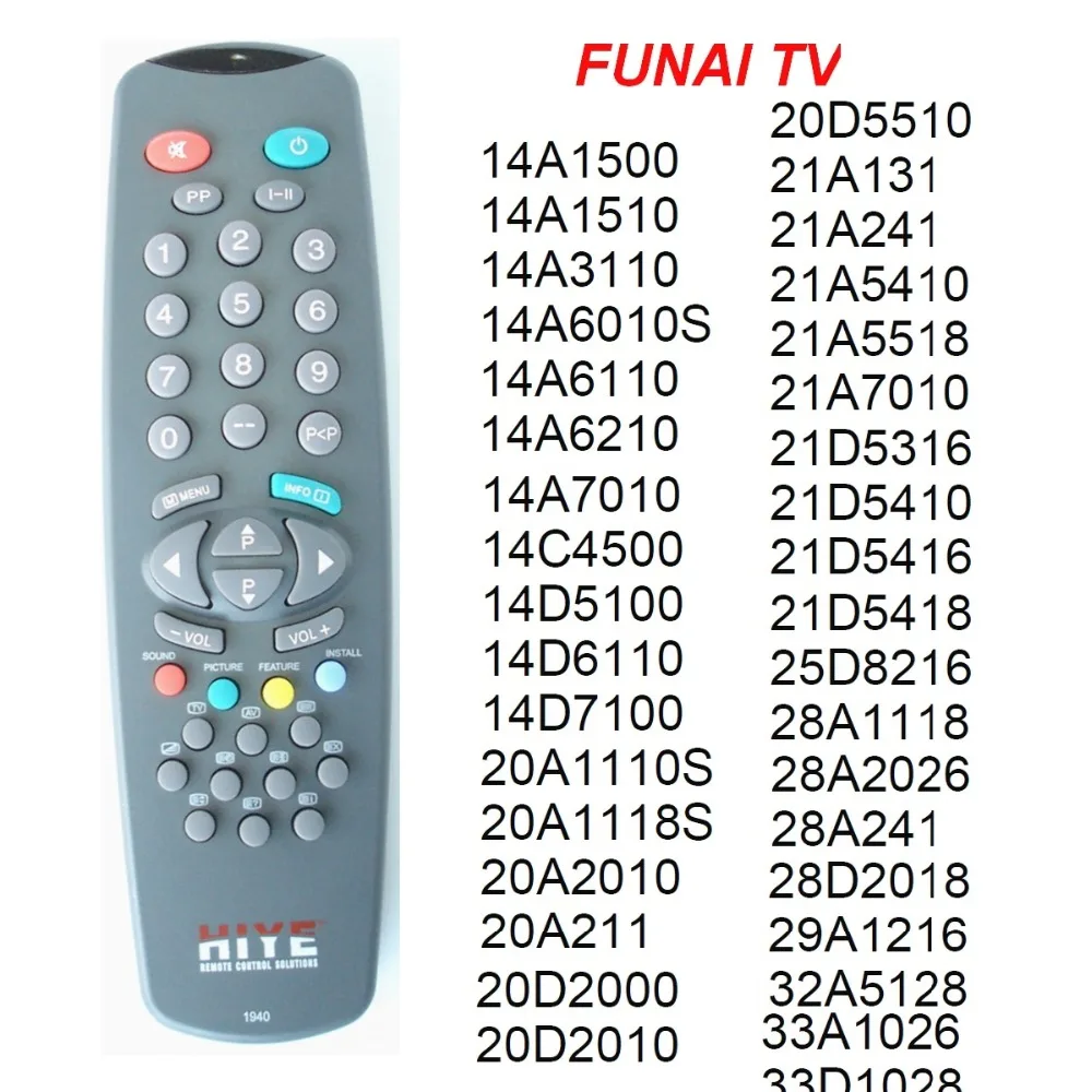 FUNAI TV Remote Control RC1940 , 14A ,14C ,14D, 20A 20D 21A 21D 25D 28A