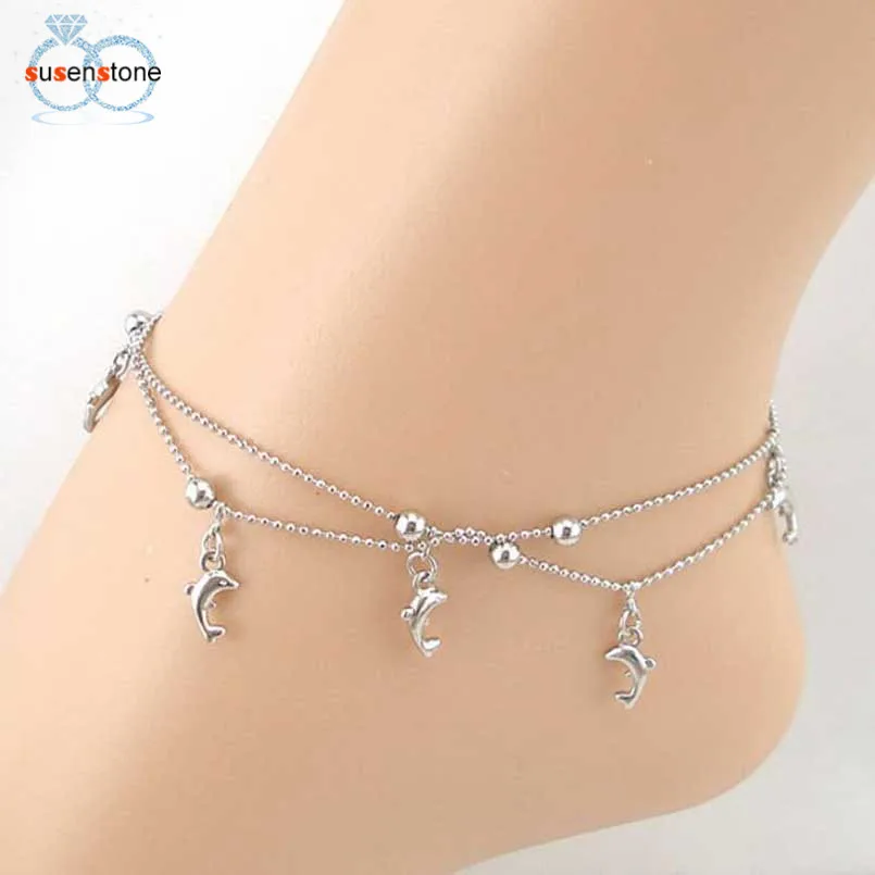 

SUSENSTONE Dolphin Fish Women Chain Anklet Bracelet Sandal Beach Foot Jewelry