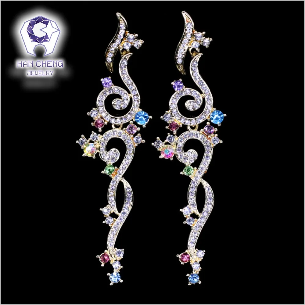 

Fashion Luxury Vintage Carved Bohemian Golden Metal Rhinestone Long Drop Earrings For Women Jewelry Brinco Dangle Bijoux