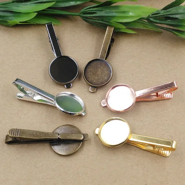 

Blank Tie Clip Bar with 16mm 18mm 20mm Round Bezel Bases Men's Wedding Tie Clip Settings Cuff & Collar Making Multi-color