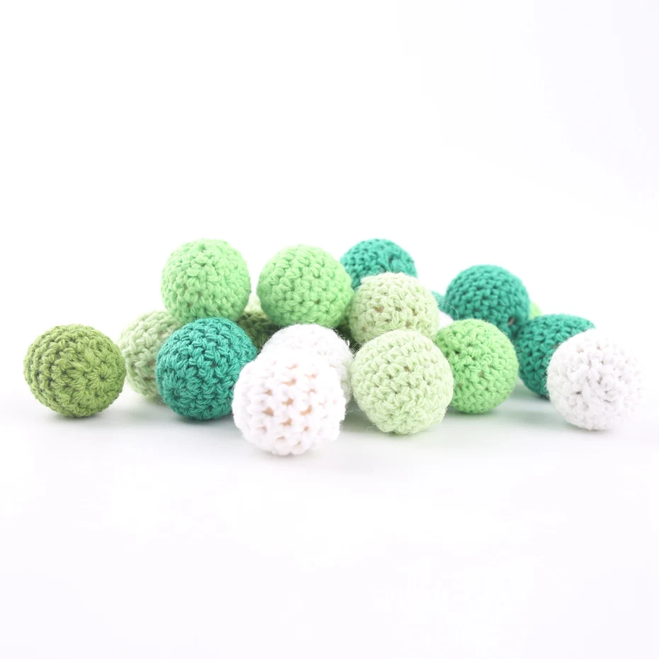 

20pc 20mm Baby Green Series Crochet Beads Chewable Beads DIY Teething Jewelry Food Grade Materials Crib Sensory Toy Teether