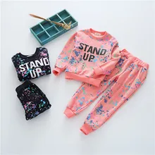 Bobozone splash-ink sets kids clothing winter add wool hoodies+pants tops