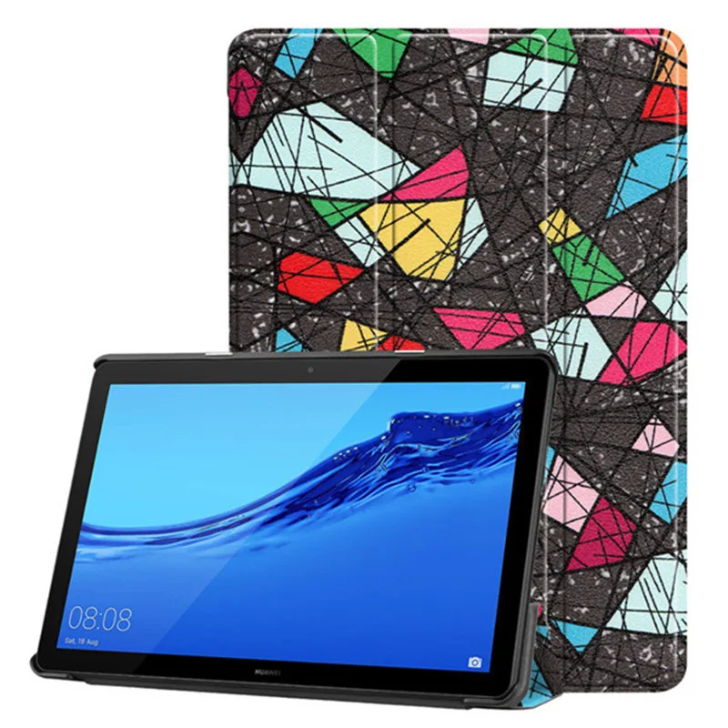 ГОРЯЧИЙ Тонкий Печатный PU кожаный чехол для huawei MediaPad T5 10 AGS2-W09/L09/L03/W19 10," планшет Tri-складной Стенд защитный чехол