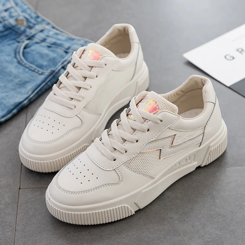 

2019 Summer New White Shoes Women's Breathable Mesh Shoes Running Student Flat Casual Shoes Women's Shoes