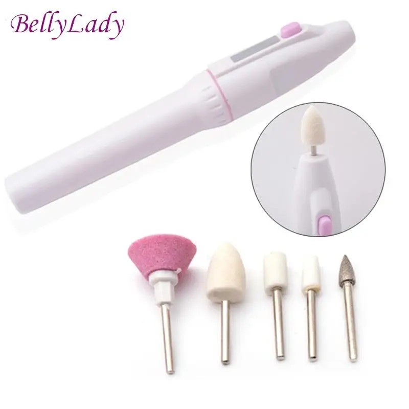 

BellyLady 1 Set 5 Bits Professional Electric Nail Drill Kit Set Manicure Pedicure Grinding Burnishing Machine Nail Tools