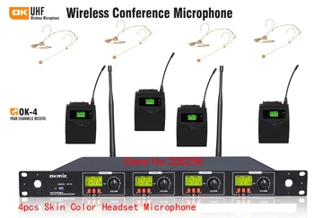 

OK-4 professional UHF 4pc Skin color headset Microphone wireless system 4 channels multichannel + 4set OK-8R with OK-6T