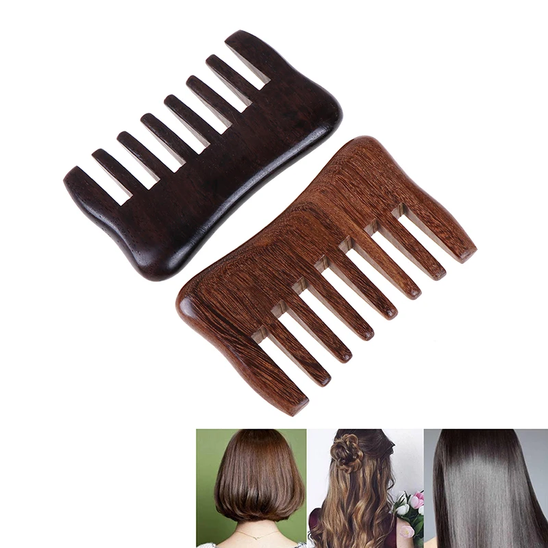1PC Natural Wood Comb Wooden Wide Tooth Hair Comb Detangler Sandalwood Waist Comb 2 Colors New