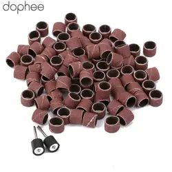 Dophee Лидер продаж 100 шт. Dremel Интимные аксессуары 12.5 мм зернистостью 80 # шлифовальные ленты + 2 шт. 3.17 мм шлифования Барабаны оправки инструмент