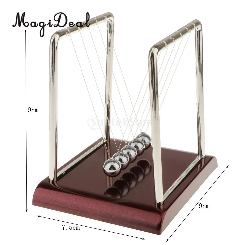 MagiDeal 1Pc Newton Cradle Balance Ball Physics Science Pendulum Educational Toy Square-S for Bookstore Classroom Table Decor