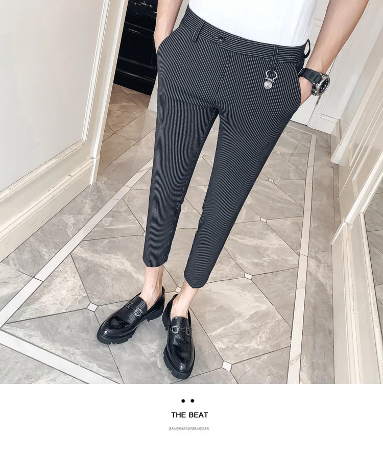 Autumn new casual ankle-length trousers men's Slim version of the feet trousers England versatile tight-fitting men's pants