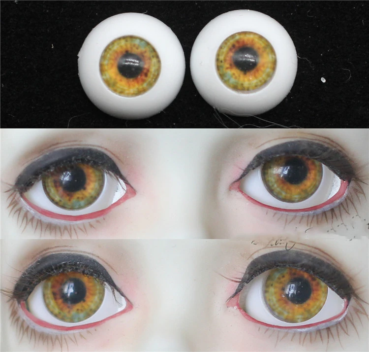1 пара оранжево-зеленые черные глаза со зрачком DIY акриловые BJD 12 мм 14 16 18 давление