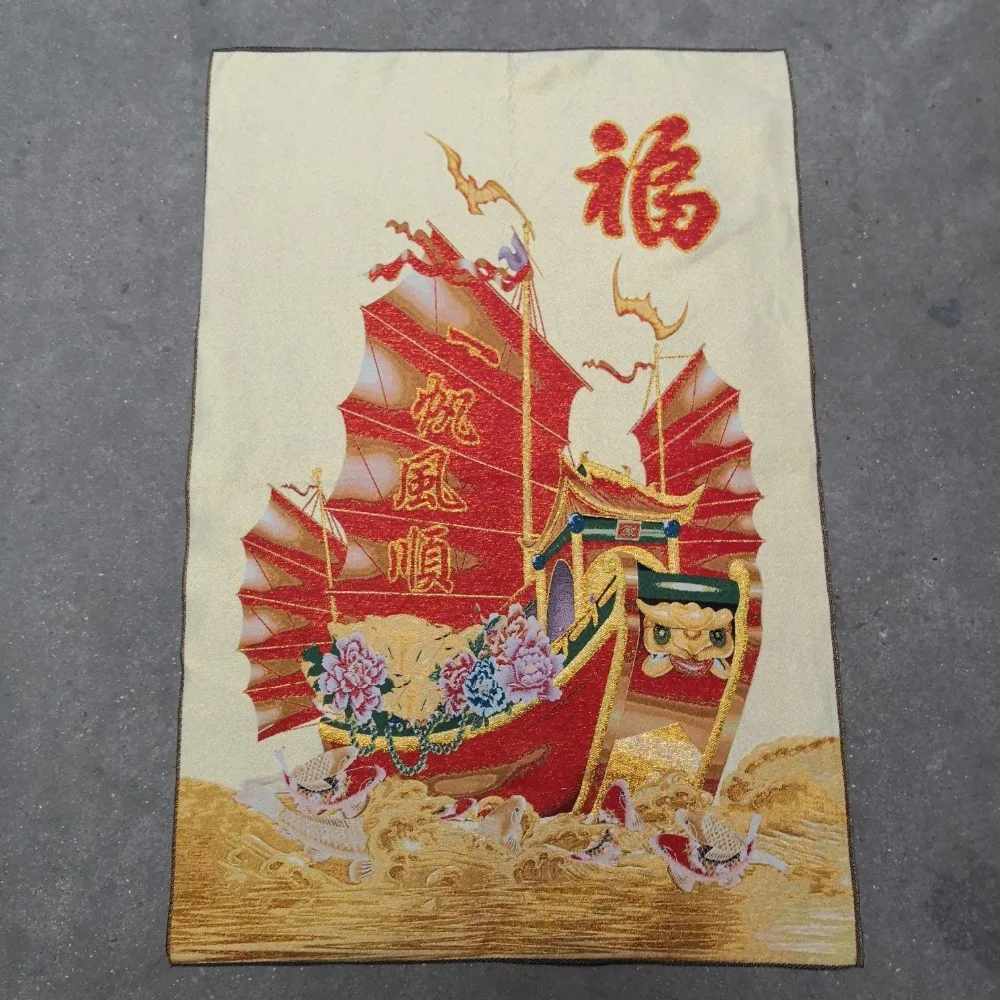 Китай старый Тибет шелк Thangka как висячая картина fengshui yifanfengshun 60x90m|Статуи и