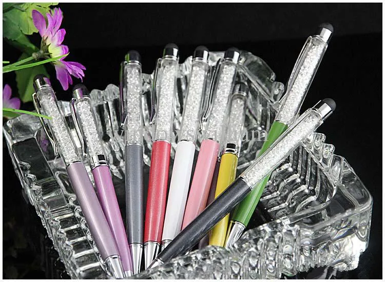 

2 in 1 Capacitive Touch Screen Stylus Ball Point crystal Pen for Touch Screen multi colors