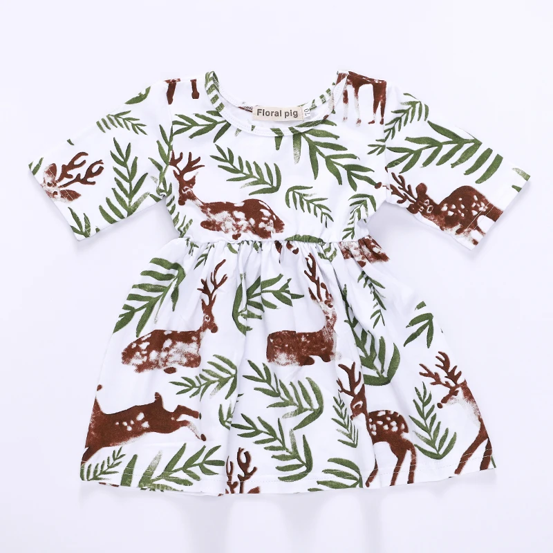

Cukoe Adorable Deer Pattern Dress 2019 Spring Newborn Infant Long Sleeve Tutu Dress