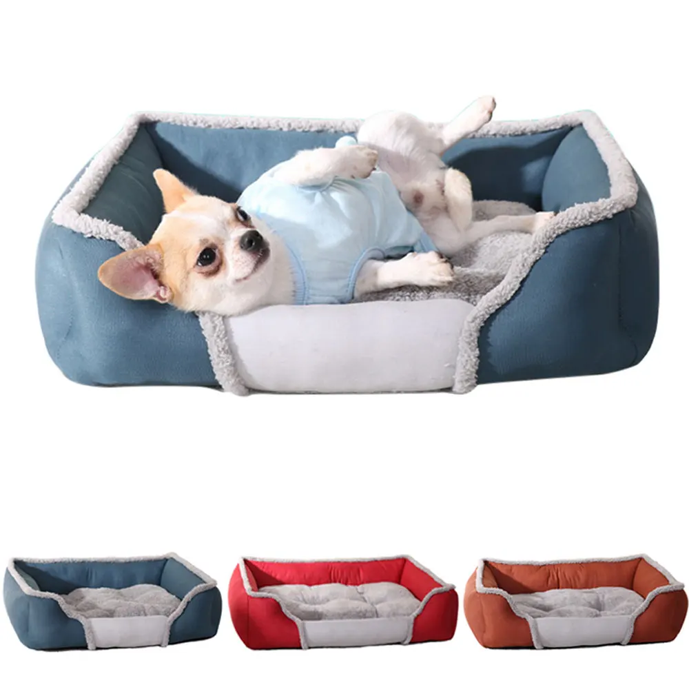 cheap 1Pcs Pet Sofa Dog Beds Waterproof Non slip Bottom Soft Fleece Warm Cat Bed House S M L XL