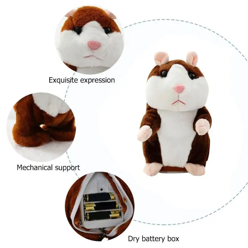 Говорящий хомяк мышь игрушка плюшевая музыка говорящая звуковая Запись Хомяк обучающая плюшевая игрушка для домашних животных для детей Рождественский подарок