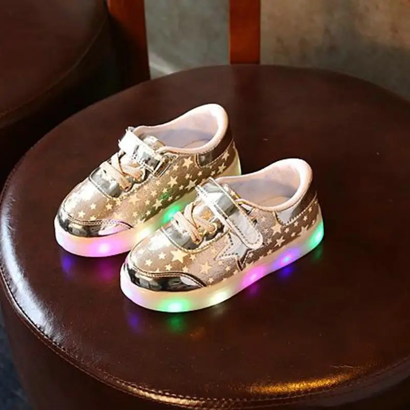 Girls Shoes Fashion LED Baby Letters Shoes Kids Colorful Light Up