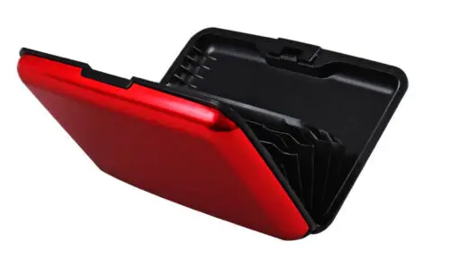 Модный тонкий ID держатель для кредитных карт Карманный Чехол кошелек RFID несканирующий металлический мужской женский кошелек чехол для карт - Цвет: Red