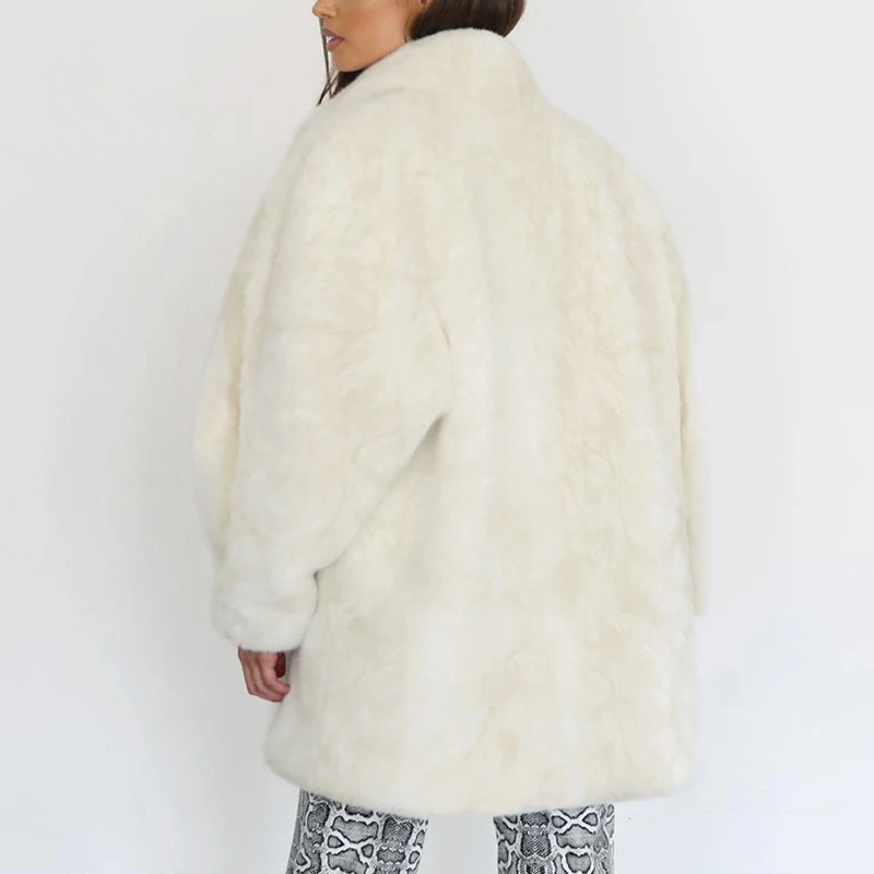 Осенне-зимнее длинное пальто из искусственного меха для женщин, Толстая теплая женская верхняя одежда с длинными рукавами, куртка, пальто, Blusas, плюс размер 3X
