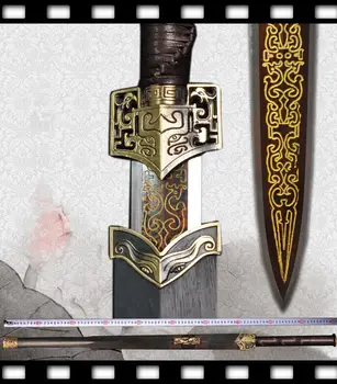 

Hand Forging Grinding Sharp Chinese Jian Han Dynasty Full Tang Han Dynasty Folded Pattern Steel Double Edge Battle Sword