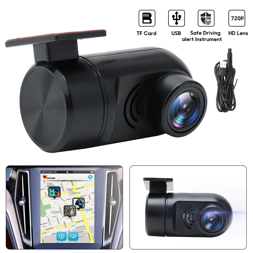 BORUiT USB автомобильный видеорегистратор с управлением через приложение Full HD 720P Dash Cam Автомобильная камера ADAS ночного видения 140 широкоугольный видеорегистратор для вождения