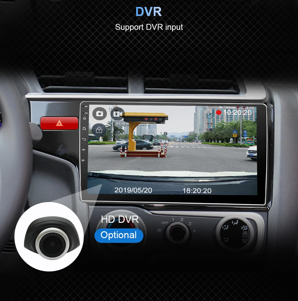 Top Eunavi 10.1" Android 9.0 2 DIN Car Auto Stereo For 2014 2015 HONDA JAZZ FIT Right Hand Drive Radio GPS Multimedia PX6 4G+32G 20