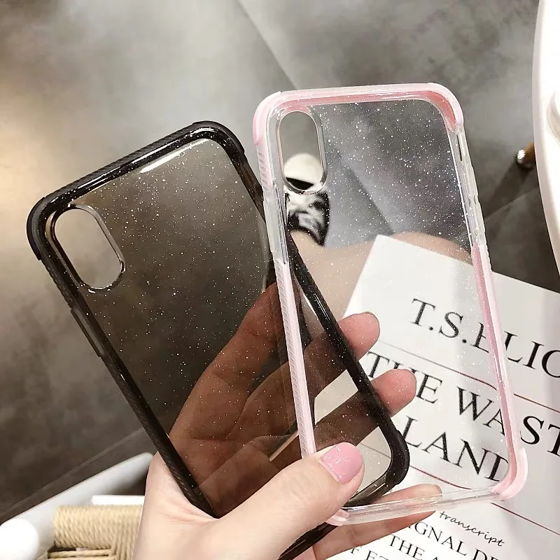 Slim Glitter Bling Powder Transparent Soft TPU Case Cover on sfor iPhone X 7 6 5s 8 Plus XR XS MAX SE 6s Shiny Phone Capa Coque  (9)