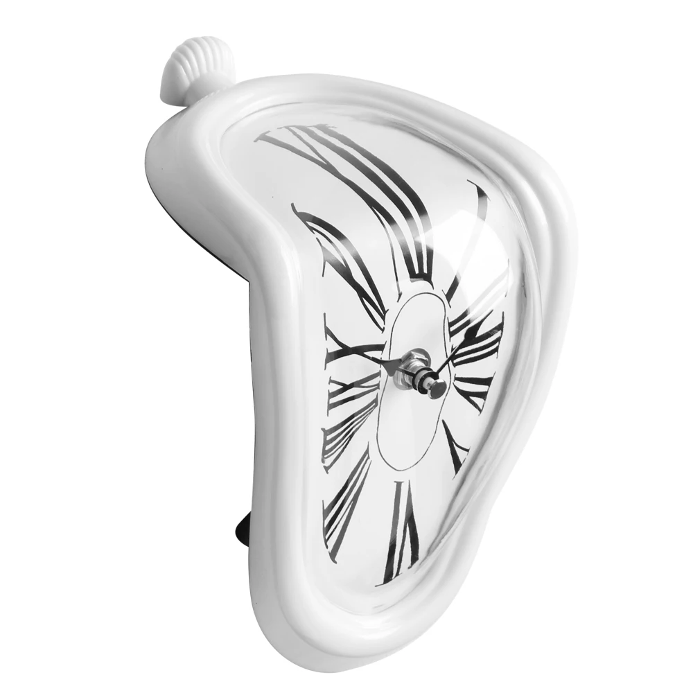 Surreal расплавленные витые римские цифры настенные часы сюрреалистичность стиль Salvador Dali настенные часы удивительный домашний Декор подарок - Цвет: Белый