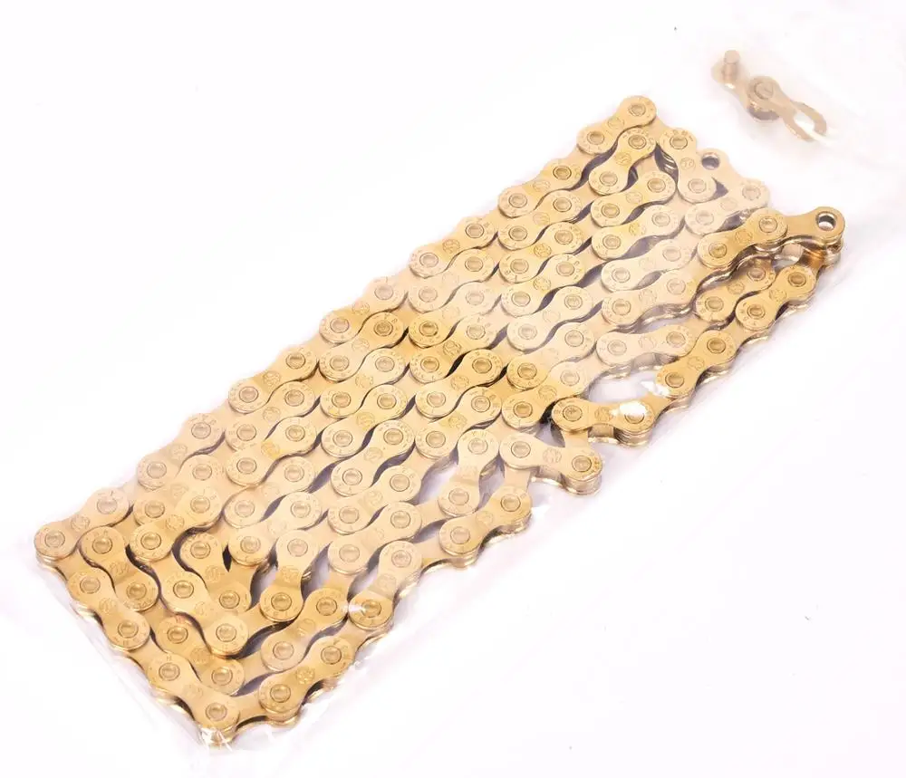 NEW YBN Ultralight 9 10 11 Speeds Bicycle Chain SLR Gold MTB Road Bike Chain for M6000 M7000 M8000 264g missinglink